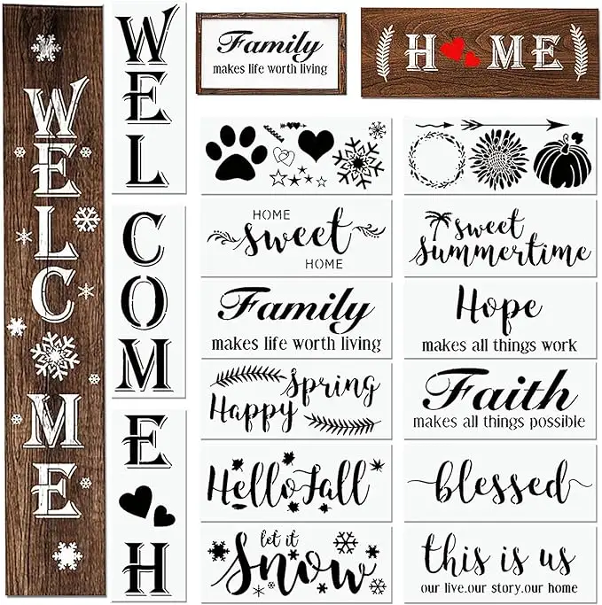 DIY Plastic Drawing Stencil Templates Kit Reusable Alphabet Stencils for Painting Crafts Wood Signs Wall Fabric