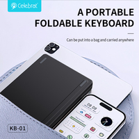Keyboard Lipat Plastik Baru Laris untuk Tablet Android Nirkabel Lipat Tiga Mini Ultra Tipis dengan Tombol Angka Isi Ulang