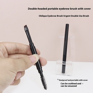 <span class=keywords><strong>Pinceau</strong></span> de maquillage simple à double tête Portable pour <span class=keywords><strong>Gel</strong></span> de poudre à sourcils tête plate coudée Eyeliner capuchon de brosse en spirale poignée confortable - Product Image 3