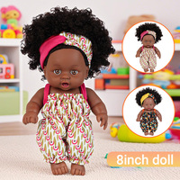 Muñeca Negra Africana de 8 Pulgadas, Linda Muñeca de Vinilo de Simulación de 20 cm, Regalo para Niños de 0 a 24 Meses