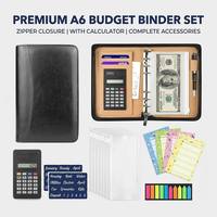 Lot de carnets-agendas A6 à fermeture éclair avec 12 enveloppes pour espèces et feuilles de budget – Ensemble de papeterie haut de gamme