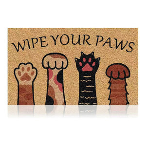Tapis de porte Vast Ocean en imitation fibre de coco, design patte de chat, antidérapant, lavable, pliable, découpable - Product Image 1