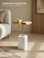 Table d'appoint en pierre naturelle blanche, fabrication directe d'usine, avec plateau en acier inoxydable brossé doré, pour hôtel, OEM ODM
