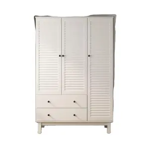 Asılı çubuk Armoire ile gardırop 3 kapı ve 2 çekmeceli dolap beyaz fransız kentsel MDF ahşap lake mat sertifikalı