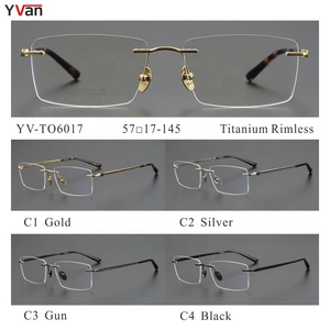 <strong>Spectacles</strong> or Optical Frames Unisex Solid Square <strong>Clear</strong> Rimless Glasses Titanium Eyeglasses for Reading - Product Image 3