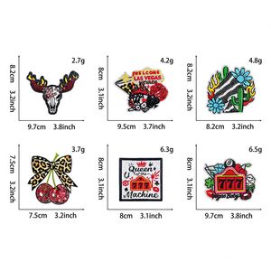 Patch thermocollant brodé en 3D, thème Las Vegas, avec motifs dés, cartes à jouer, tête de cerf et pêche, pour la décoration de vêtements - Product Image 3