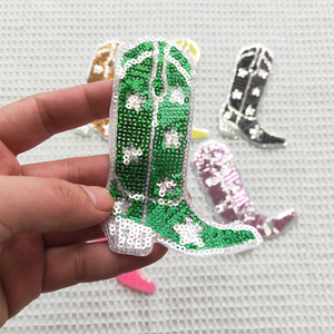 Mới Tùy Chỉnh Thân Thiện Với Môi Sequins Phương Tây Vá Lớn Long Lanh Khởi Động Thêu Sắt Trên Các Bản Vá Lỗi Tự Dính - Product Image 2