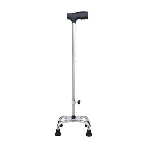 Stainless Steel Four Legged Cane Height Adjustable <b>Walking</b> Aid For Elderly Support - Product Image 1