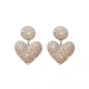 Luxury Design Women Girls Cute Gold Silver Heart Statement <b>Earring</b> <b>Bling</b> Rhinestone Paved Heart Drop <b>Earrings</b> - Product Image 5