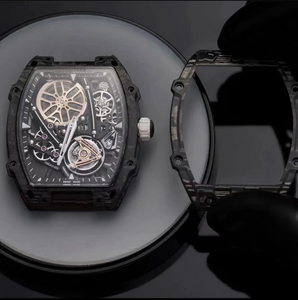 Luxury Men's Ultra-Light 38g 47mm Carbon Fiber Skeleton Flying Tourbillon Mechanical <b>Watch</b> with Oval <b>Case</b> Pointer Dial Display - Product Image 5