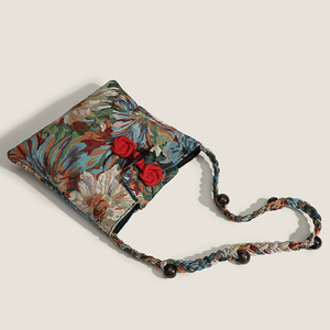 Sac fourre-tout en toile brodée de fleurs Tera Tapestry, vintage, rouge et vert, style Mary <span class=keywords><strong>Poppins</strong></span>, mode féminine toutes saisons - Product Image 5