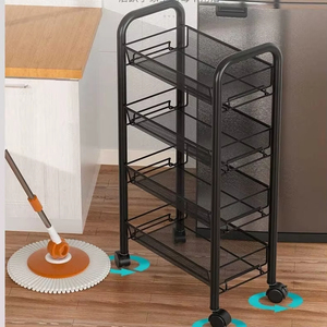 4/5 Tier <b>Bedroom</b> Bedside Storage <b>Shelf</b> Multi-Storey Organizer Carbon Steel Trolley Shelving Floor-To-Ceiling Mobile Snack - Product Image 5