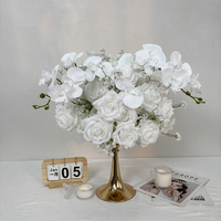 Rangkaian Bunga Dekoratif DKB Desain Baru Diameter 90cm Warna Ivory White Rose Babysbreath untuk Centerpiece Besar