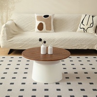Table basse ronde en bois de style nordique, crémeuse, pour appartement, salon, petite unité, minimaliste, table d'appoint Martini pour gîte