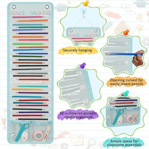 Organisateur mural suspendu pour crayons, 32 poches, numéroté, portable, pour les écoles et les bureaux - Product Image 4