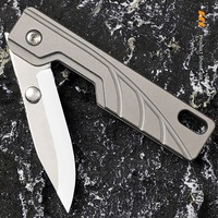 Mini couteau en alliage de titane - Couteau pliant tactique multifonctionnel portable pour l'extérieur avec trou pour accrocher une clé