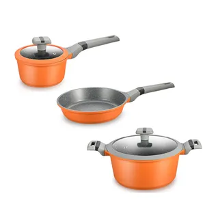 Denuo mới đến nấu ăn không dính Cookware sets Granite nhôm soong Frying Pan và chảo Bộ