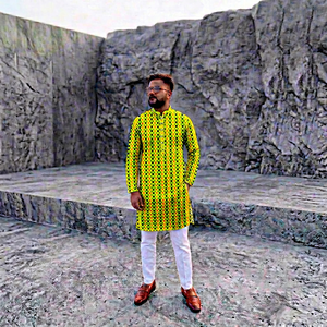 Kurta de Seda Bordada para Hombre, Estilo Tradicional Indio y Pakistaní, Patrón Geométrico, Corte Regular, para Bodas y Fiestas - Product Image 1