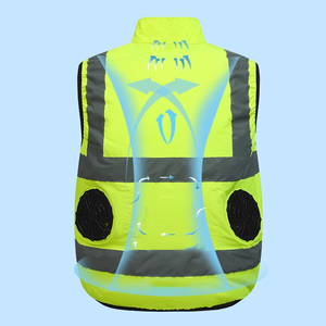 Удобный летний охлаждающий защитный жилет из водонепроницаемого полиэстера ANSI Class 2, оранжево-зеленый, с 5-сантиметровой светоотражающей лентой, для безопасности на дорогах и активного отдыха - Product Image 4