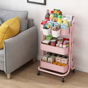 उच्च गुणवत्ता वाली धातु ट्रॉली गाड़ी घर रोलिंग 3 पहियों के साथ - Product Image 4