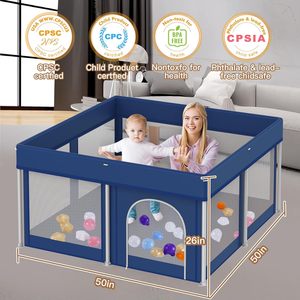 Base antideslizante de seguridad Baby Playard 50in * 50in Valla de Juego plegable Caja de juegos para niños Corralitos para niños - Product Image 2