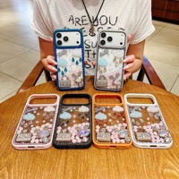 Funda de Teléfono de Lujo para Mujer con Diseño 3D de Diamantes de Imitación para iPhone 17 16 15 14 13, Carcasa Brillante de Epoxi a Prueba de Golpes con Bumper de Color Caramelo
