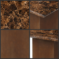 Table console de luxe en faux marbre, plateau en marbre veiné brun, base sur piétement finition rouille, design moderne pour chambre à coucher et mobilier de maison