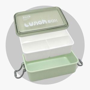 Creative Design Portable 3 Grid Lunch Box Container Food Grade Microwave Oven PP 2 Layer Lunch Box - Product Image 1