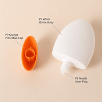 Flacon en plastique PE de 50 ml avec embout applicateur, flacon de protection solaire pour crème isolante ou crème pour les mains, flacon de maquillage vide