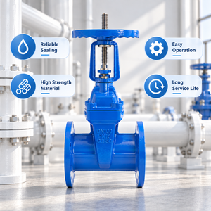 Clapet à opercule en fonte ductile à bride NRS à assise résiliente pour réseau de distribution, prix usine OEM - Product Image 2