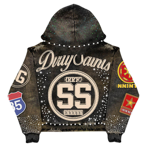 Moletom Vintage Personalizado de Inverno Lavado e Desbotado para Homens, Fabricação OEM, Jaqueta com Zíper de Algodão Pesado 100% com Strass - Product Image 2