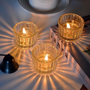 Suporte de Vela de Chá de Vidro Transparente com Listras Verticais, Ecológico, Reutilizável, Artesanal, para Aromatização, Decoração de Casamento e Casa - Mais Vendido - Product Image 3