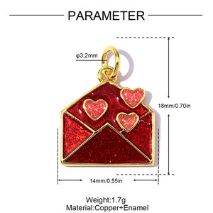 F195 Dijes de Pareja de San Valentín, Colgantes de Corazón Yin Yang en Forma de Sobre de Latón Bañado en Oro para Suministros de Manualidades - Product Image 5