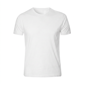 Camiseta de Algodón Blanca para Hombre, Manga Corta, Cuello Redondo, Corte Regular, Color Sólido Informal, Tejido de Punto Jersey, Logotipo Estampado, Transpirable, 320g - Product Image 1