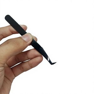 Pince à épiler courbée en acier inoxydable Mekta pour volume de cils, avec pointe lisse de précision pour extensions de maquillage - Outils de maquillage en marque blanche - Product Image 1