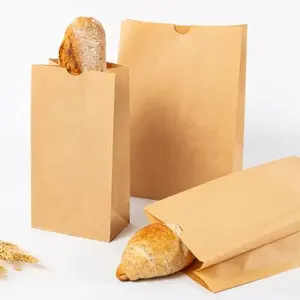 聚乙烯薄膜涂层防脂棕色纸袋方形底部食品包装带走食品用牛皮纸袋
