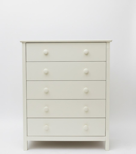 Cómoda Moderna AR20XW de Madera de Caucho Aravinda Blanca con 5 Cajones y Funda Protectora para Sala de Estar o Dormitorio, Muebles P.D.T. de Vietnam - Product Image 5