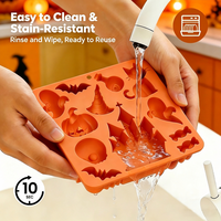 Moule à gâteau d'Halloween Candyer en silicone de qualité alimentaire, résistant à la chaleur, écologique, réutilisable, outils de cuisson en forme d'araignée, de citrouille et de fantôme, pour chocolat