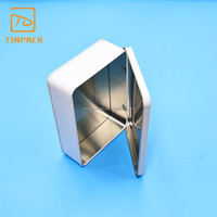 Caja de lata de Metal Rectangular al por mayor de fábrica con tapa con bisagras, lata de embalaje de hojalata vacía para galletas, dulces, juguetes, caja de regalo