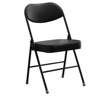 Chaise pliante en métal de luxe légère et épaissie, dossier en cuir artificiel, portable, pour la maison et le bureau
