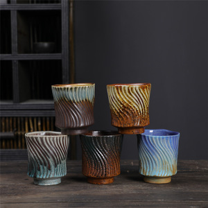 Tazza da tè in ceramica stile giapponese vintage, tazza per acqua domestica in terracotta grezza, ciotola da tè creativa per l'uso domestico - Product Image 1