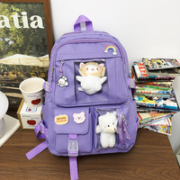 Sac à Dos Double Épaule en Nylon Tendance pour Jeunes Filles de Collège, Lycée et Étudiantes du Primaire