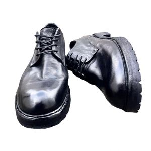 Chaussures habillées pour hommes en cuir noir, bout rond, à lacets, semelle extérieure en caoutchouc antidérapante, toutes saisons - Product Image 2