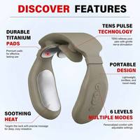 Masseur de cou électrique portable gris chaud avec chaleur, appareil de relaxation du cou sans fil, masseur de cou à impulsions prêt pour les voyages