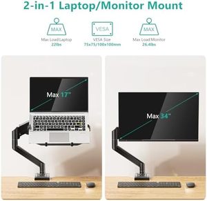DT-01LP zhongqu có thể điều chỉnh 2-<span class=keywords><strong>in</strong></span>-1 máy tính xách tay bàn núi Khay Màn Hình duy nhất đứng kim loại 17 "Màn hình 90 độ nghiêng Đen - Product Image 2