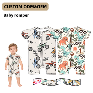 Plage personnalisée Dino damier Golf retour à l'école modèle conception nouveau-né une pièce barboteuse <span class=keywords><strong>avec</strong></span> fermeture à glissière été ODM approvisionnement - Product Image 1