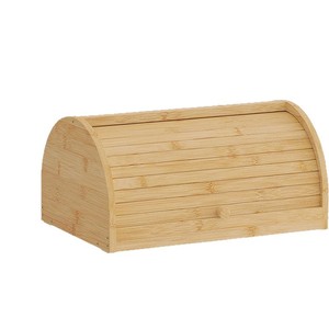Boîte à pain en bambou avec couvercle coulissant semi-circulaire, grande capacité, conteneur de rangement pour la cuisine, couleur bois naturel - Product Image 1