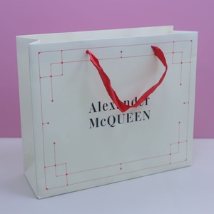 Luxury Custom Printed Your Own Logo White Brown Kraft Gift Craft Shopping Paper Bag With <b>Ribbon</b> - Product Image 5