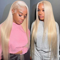 Perruques Lace Frontale Complète HD Transparente 13x6 Sans Colle, Cheveux Humains Vierges Raides Blond 613 de Luxe, Fournisseur de Cheveux Humains Vietnamiens