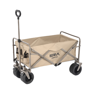 चार पहिया संलग्न स्टील फोल्डेबल पोर्टेबल बड़ी क्षमता ओएम कैमपर ट्रॉली समायोज्य हैंडल भंडारण - Product Image 1